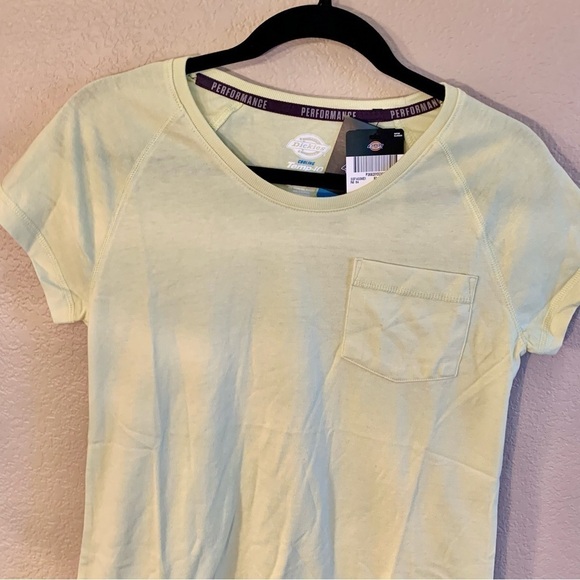 NWT Dickies Tee Small Neon Yellow Lime Performance Workwear Short Sleeves Cute! - Picture 2 of 11